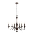 thumbnail image 4 of JONATHAN Y Oakley 25" 6-Light Mid-Century Farmhouse Iron LED Chandelier, Wood Finished/Oil Rubbed Bronze, JYL1320A, 4 of 10