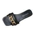 thumbnail image 2 of HWRETIE Women's Open Toe Chain Decor Slide Sandals Summer Fashion Casual Slippers Lightweight Flat Shoes for Daily Wear Vacation Outdoor Use Black, 2 of 6