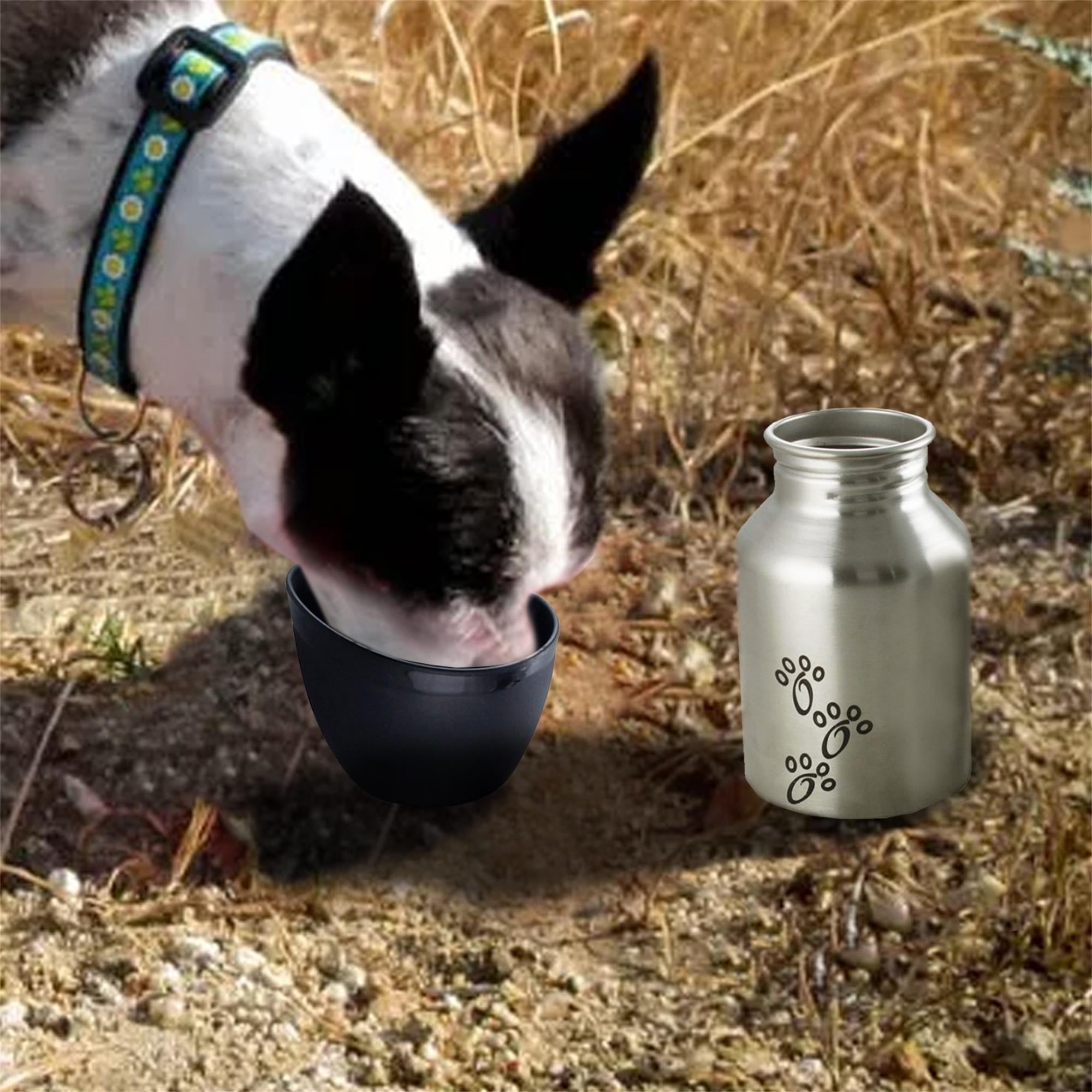 Pefilos 11.84 OZ Stainless Steel Dog Water Bottle, Portable Convenient Small Dog Water Dispenser, Puppy Trave Bowl Perfect Size for 2 Pcs, Silver and Black S Pefilos 11.84 OZ Stainless Steel Dog Water Bottle, Portable Convenient Small Dog Water Dispenser, Puppy Trave Bowl Perfect Size for 2 Pcs, Silver and Black S