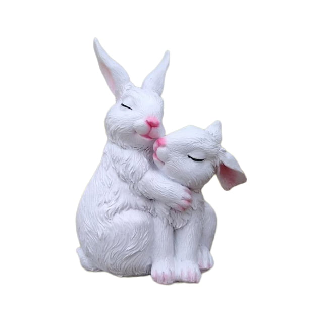 DimyFew Garden Bunny Statue Animal Sculpture Decorative Spring Decoration Rabbit Figurine for Living Room Windowsill Porch Lawn Patio White