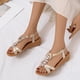 thumbnail image 2 of Amzcrzy Zapatos de mujer,Zapatos de mujer,Zapatillas de mujer, Sandalias romanas de verano con cuña y cristales para mujer Sandalias Mujer Zapatillas De Casa, 2 of 6