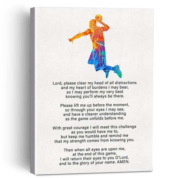 Christian Prayer Athlete Wall Art Poster Print Canvas Watercolor Art For Home Decor Heart Theme Office Room