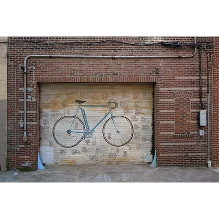 Back Cover Door - The garage door to the back of a business covered in a multi-lingual bicycle Poster Print by Jason Pierce