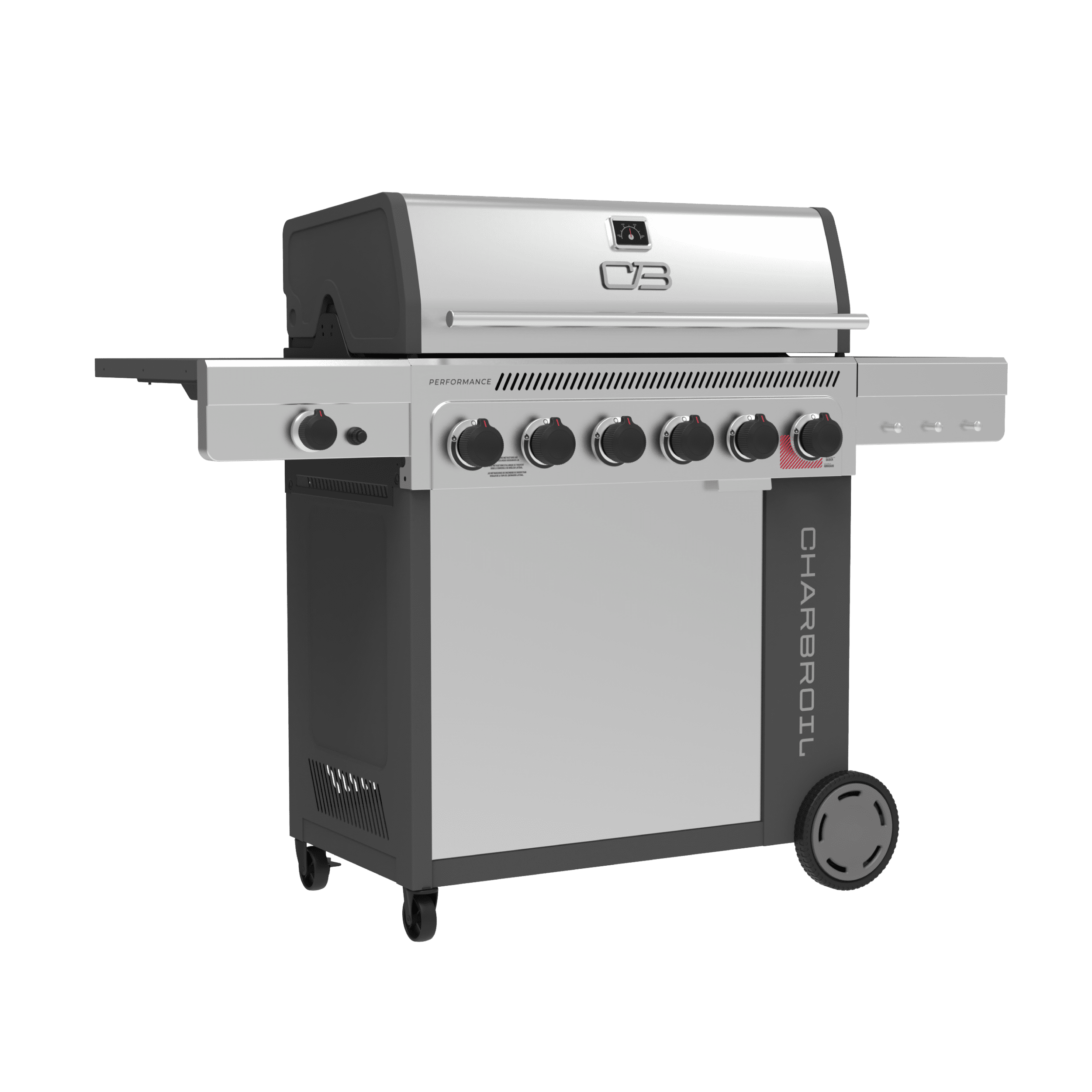 Charbroil Performance Series™ FlavorMax™ 6 Burner Gas Grill Cabinet with Sear Burner and Side Burner Gray Stainless