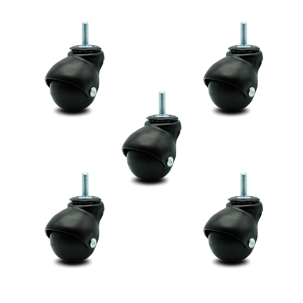Service Caster Flat Black Hooded 2 Inch Swivel Ball Casters with 5/16