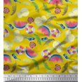 thumbnail image 1 of Soimoi Satin Silk Fabric Fruits,Swim Ring & Goggles Summer Designs Print Fabric by The Yard 42 Inch Wide, 1 of 1