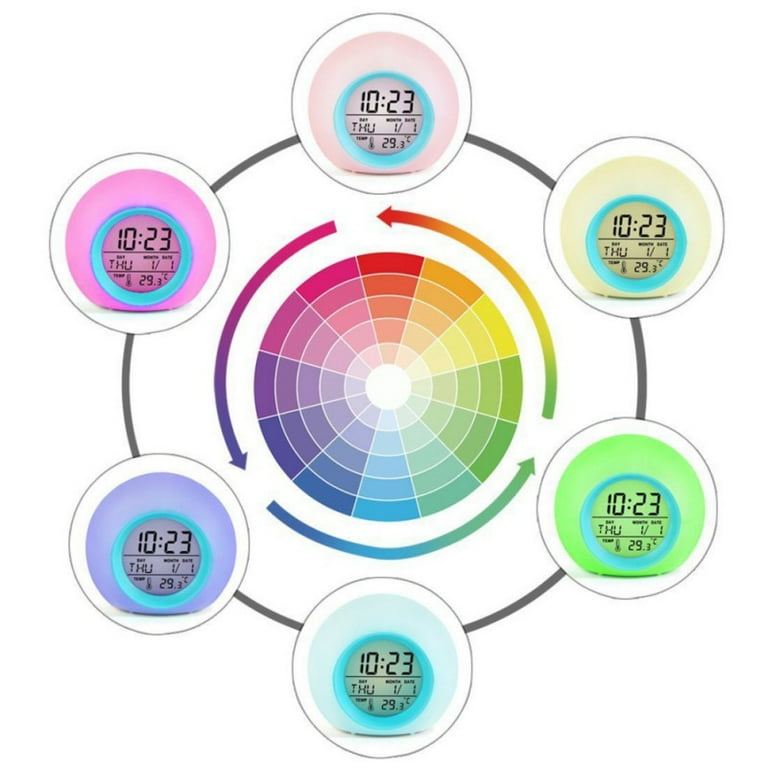 Wake Up Light Alarm Clock 2020 Upgraded Digital Alarm Clock with Sunrise Simulation 7 Colors Night Light 6 Nature Sounds FM Radio for