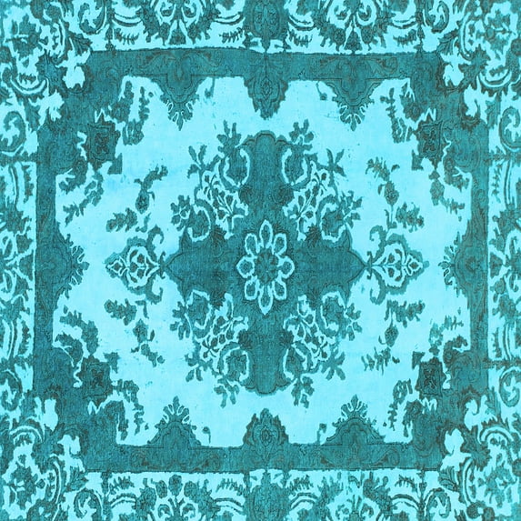 Ahgly Company Indoor Square Persian Light Blue Bohemian Area Rugs, 7' Square