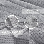 Exclusivo Mezcla Waffle Textured Extra Large Fleece Blanket, Super Soft and Warm Throw Blanket for Couch, Sofa and Bed (Light Grey, 50x70)-Cozy, Fuzzy and Lightweight