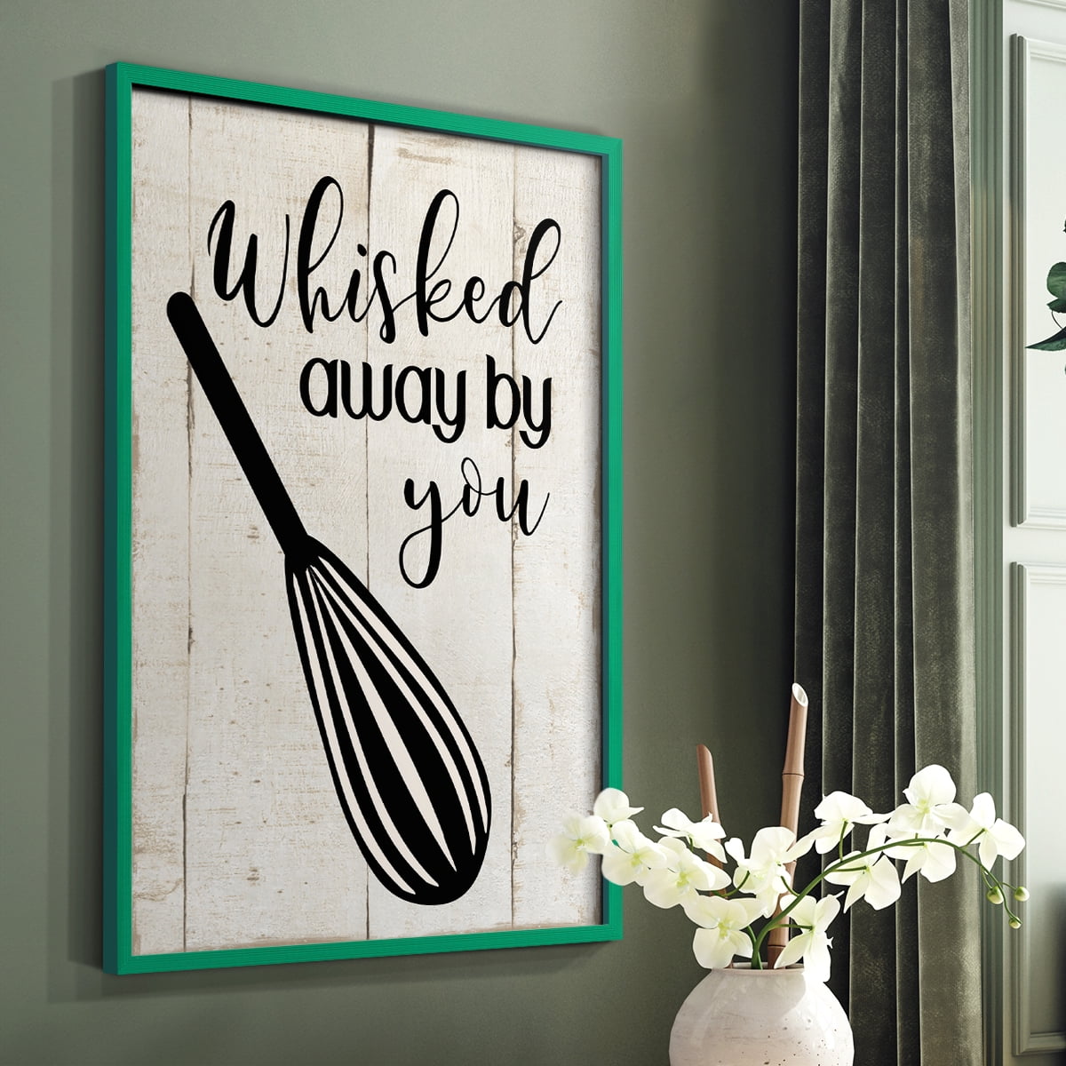 Whisked Away Framed Print in Green Solid Wood 11 x 14 Framed Print