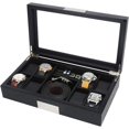 thumbnail image 1 of Premium Wooden Watch / Wallet Display Case Glass Top Jewelry Collection Storage Box Organizer for Men/Women, 1 of 5