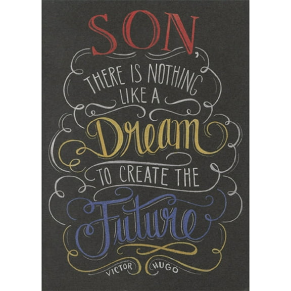RSVP Nothing Like a Dream to Create the Future: Victor Hugo Quote Graduation Congratulations Card for Son