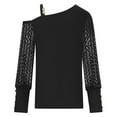 thumbnail image 5 of Womens Tshirts Long Sleeve Womens Tunic Tops Fall Lace Hollow Out Sexy Off Shoulder Comfy Solid Color Blouses Business Casual Black M, 5 of 6