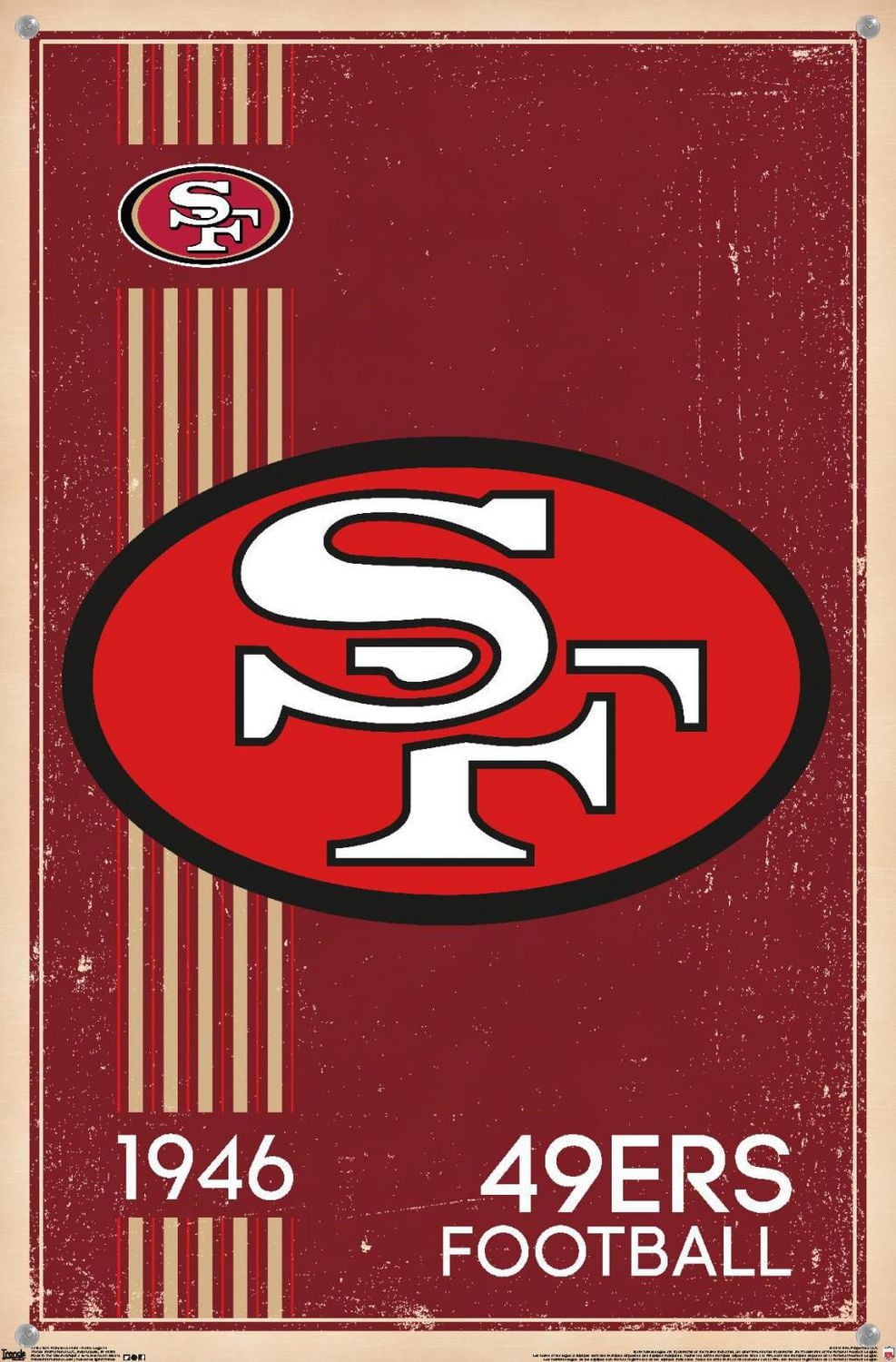 NFL San Francisco 49ers - Retro Logo 14 Wall Poster, 22.375" x 34" Framed