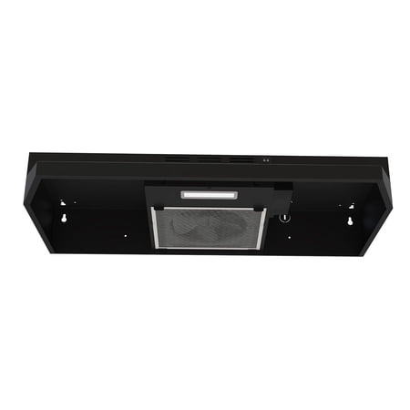 Under Cabinet Range Hood 30 inch Ducted/Ductless Convertible Kitchen Hood Stainless Steel Vent Hood w/LED Light 2 Speed Exhaust Fan Black