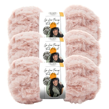 UPC: 0842093119159 | Lion Brand Yarn Go for Faux Thick and Quick Pink Poodle Faux Fur Jumbo Polyester Pink Yarn 3 Pack