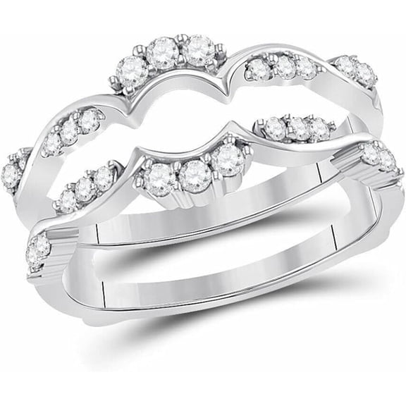 Elegant 925 Sterling Silver White Gold Finish Moissanite Diamond Enhancer Guard Wrap Ring for Women's