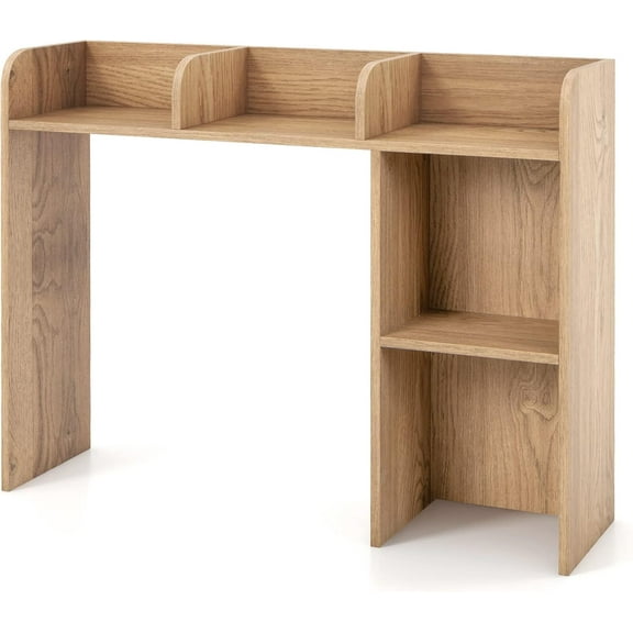 MYZBBD Desktop Bookshelf, Countertop Storage Hutch with 5 Shelves for Computer Desk, 3-Tier Display Rack, Multipurpose Wood Storage Organizer for Dorm Office Home