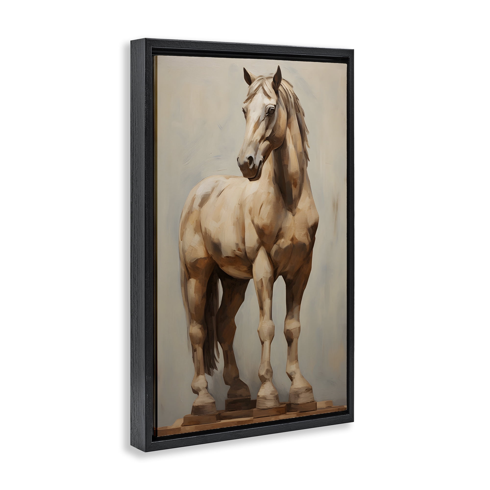 Stupell Industries Magnificent Mare Standing Animals & Insects Painting Black Floater Framed Canvas Art Print Wall Art, 17 x 25