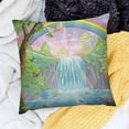 thumbnail image 2 of BANET  Feminine Throw Pillow Cushion Cover, Print of Landscape with Waterfall Rainbow Lake Butterflies Land, Decorative Square Accent Pillow Case 22x22in, 2 of 5