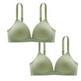 thumbnail image 2 of 2PC Ladies Traceless No Steel Ring Thin Gathering Bra, Women's Seamless Underwear, Wirefree Comfortable Breathable Soft Support Bra for Daily Wear | TruBelle,Green XL, 2 of 8