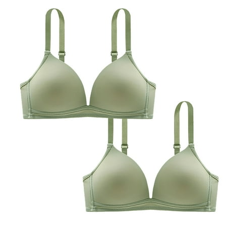 Mrat Womens Sports Bras High Support 2pc Womens Wireless Bra Traceless Comfortable Thin Style Breathable Gathering Bra Woman Underwear Bras S-415 Green XL