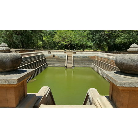 One of the Kuttam Pokuna ponds, two of best specimens of bathing tanks or pools in ancient Sri Lanka Poster Print 24 x