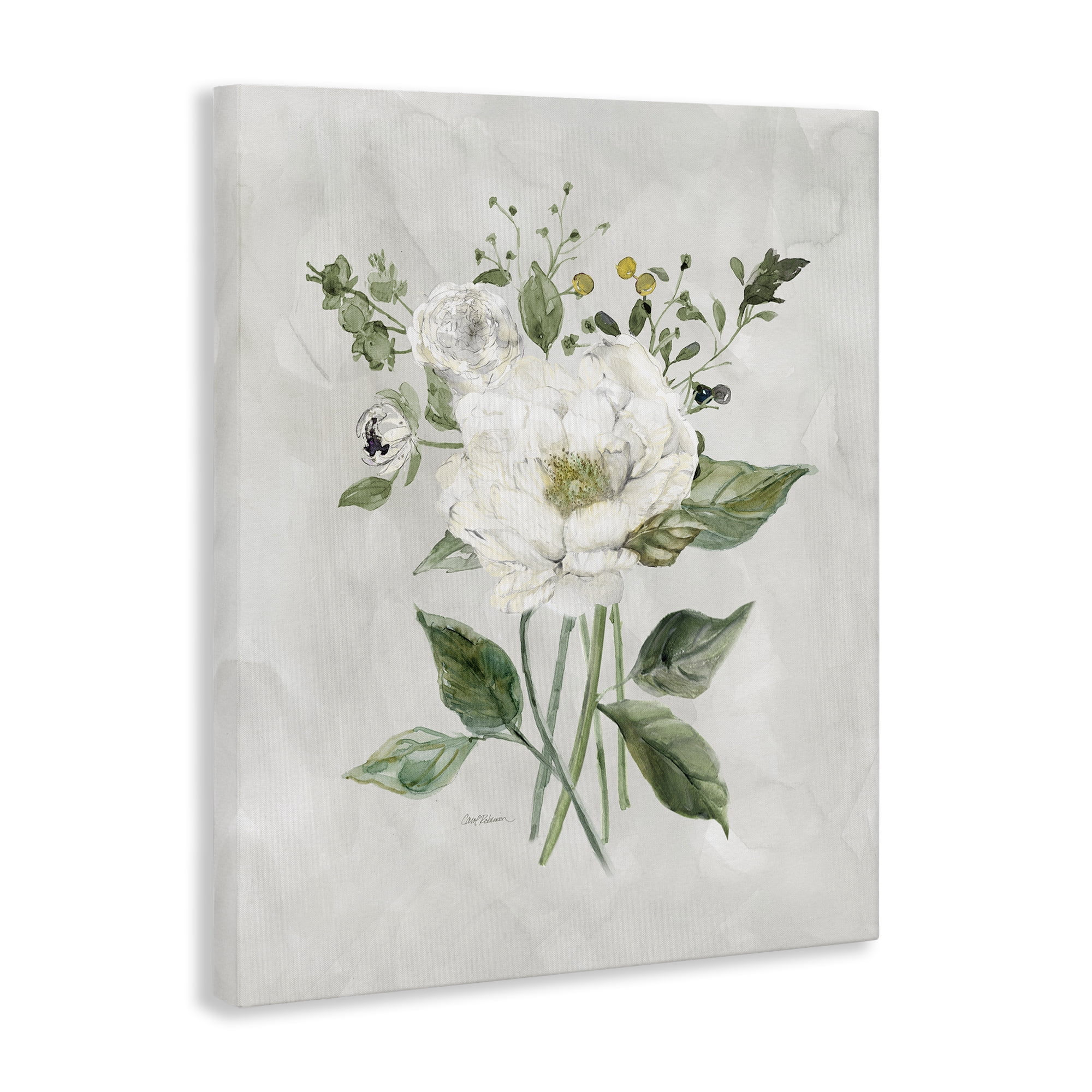 Stupell Industries Cottage White Flowers Plants & Flowers Painting Wrapped Canvas Art Print Wall Art, 30 x 40