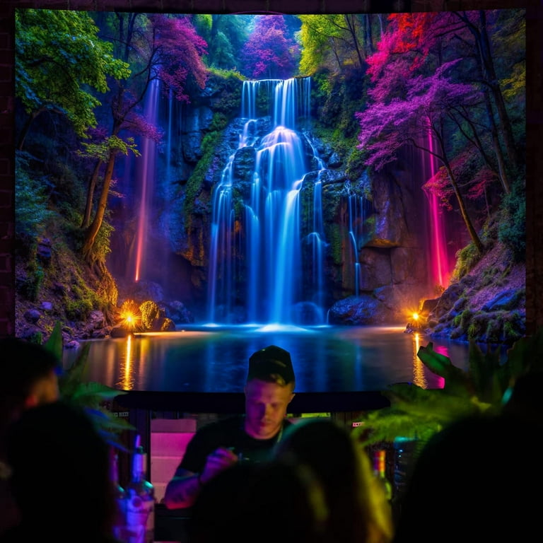 Simpkeely Blacklight Waterfall Tapestry 59x80 UV Reactive photo 2