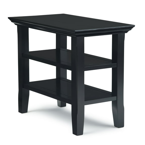 Acadian 14 inch Wide Solid Wood Transitional Narrow Side Table in Black