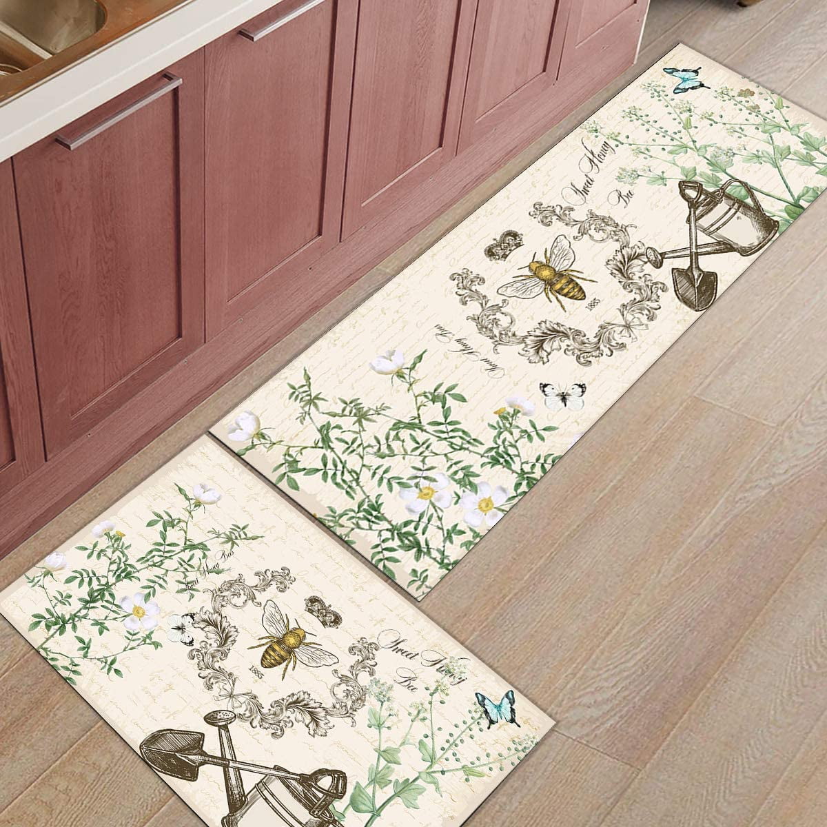 Bees and Flower Honey Non-Slip Rug Kitchen Carpet Bath Mat Floor Door Mats 