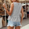 thumbnail image 5 of Karymi Womens Tops Gingham Sleeveless Peplum Blouse, Casual Round Neck Checkered Tank Top with Keyhole Back, Summer Ruffle Hem Shirt Short Sleeve Shirts for Women, 5 of 7