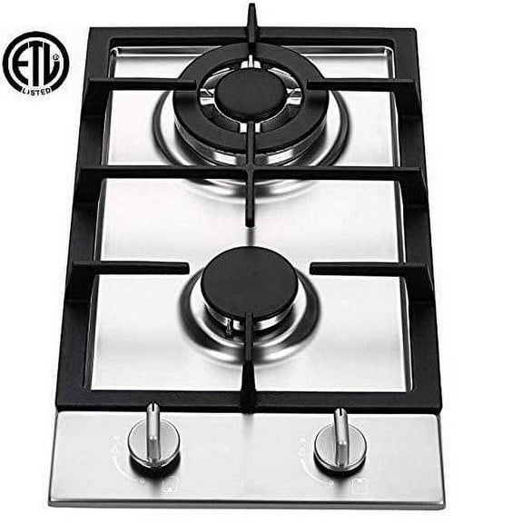 Ramblewood GC2-37N (Natural Gas) high efficiency 2 burner gas cooktop, ETL Safety Certified.