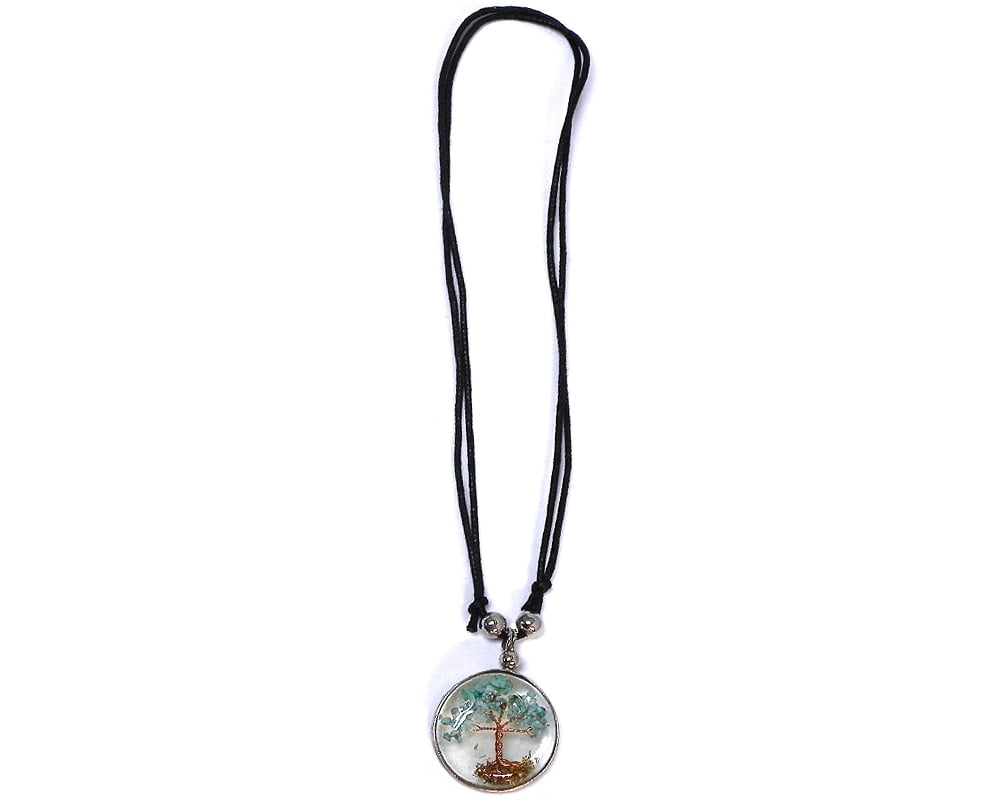Mia Jewel Shop Healing Wishing Bottle Necklace – Tumbled Gemstone & Chrysocolla Crystal Pendant, Adjustable Cord