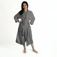 thumbnail image 2 of Women's Plush and Absorbent Turkish Cotton Bathrobe by Blue Nile Mills - Small/Medium, Gray, 2 of 6