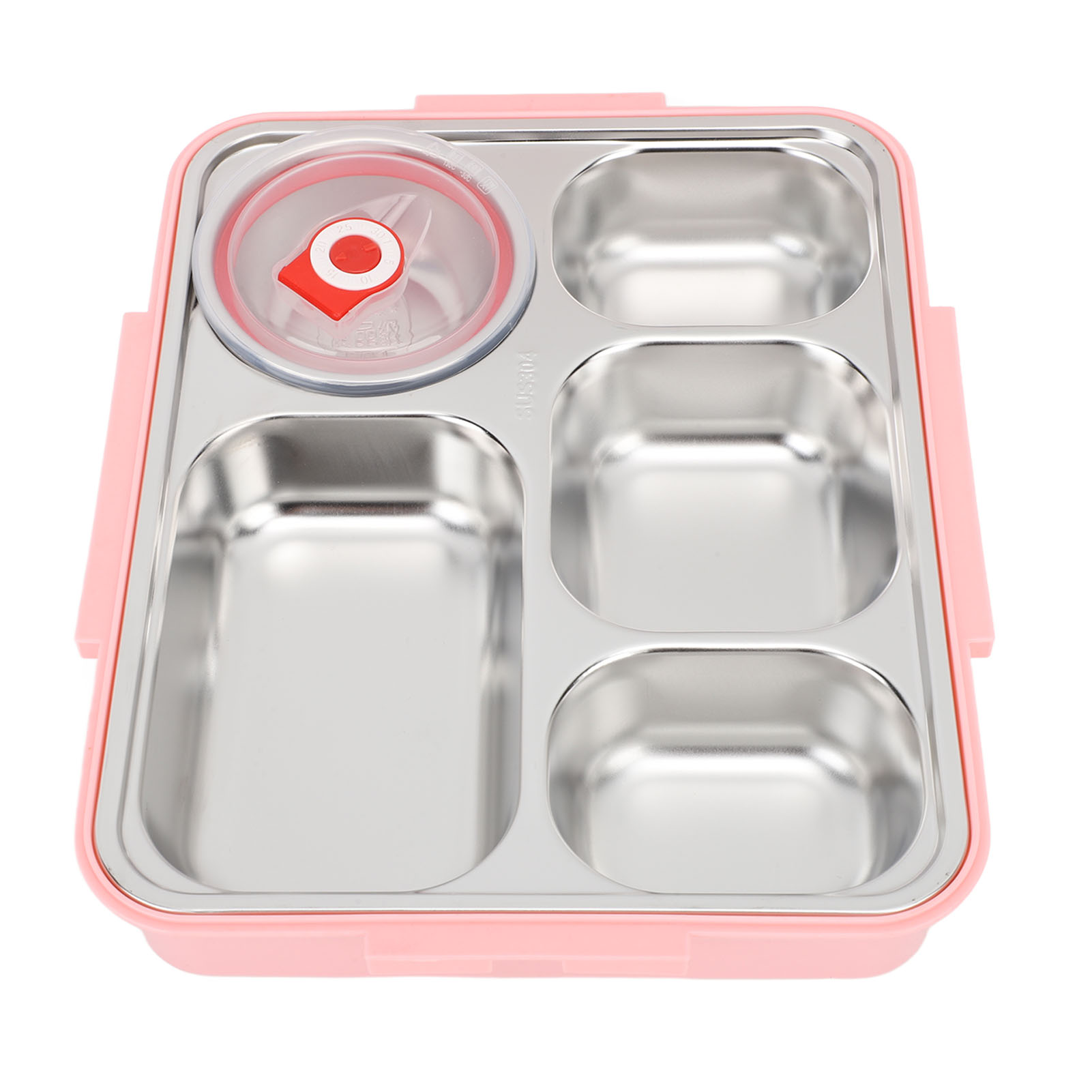 5-Compartment Stainless Steel Lunch Box Set - Heat Preservation Container with Chopsticks & Spoon, Pink
