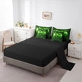 thumbnail image 6 of Feelyou 3D Game Console Twin Bedding Sets 7-Piece for Boys, Modern Video Gaming Lover Bedding Comforter Set, Green Square Honeycomb Reversible Sheet Sets, Ultra Soft Bedroom Decor, 6 of 9