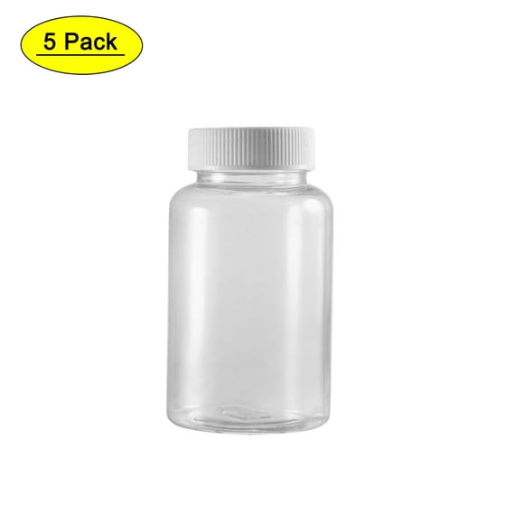 Unique Bargains Plastic Lab Chemical Reagent Bottle 200ml/6.8oz Wide Mouth Sample Sealing Liquid Storage Container 5 pcs