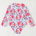 thumbnail image 6 of BOBOGOJP Kids Girls Rash Guard Long Sleeve One Piece Swimsuits Zipper Bathing Suits UPF 50+ Tropical Flowers Ages 3-12 Red for Size 7-8 Years, 6 of 8