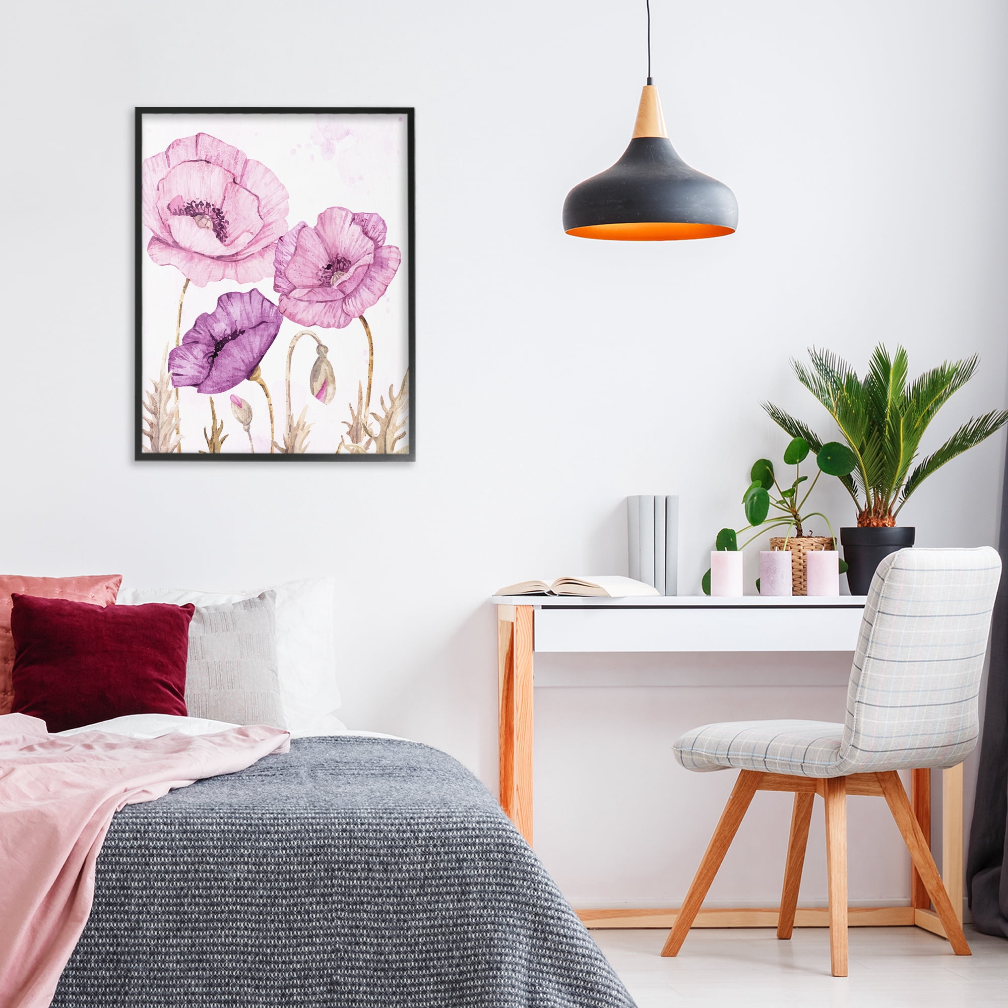 Stupell Industries Bright Purple Poppies Black Framed Giclee Art, design by Kim Allen