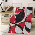 thumbnail image 4 of Fleece Blanket Red Black Gray Geometric Art Blankets, Soft Cozy Warm Flannel Throw Blanket, Modern Abstract Circle Stripes Blanket for Bed Couch Sofa,30x40In, 4 of 9