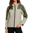 thumbnail image 2 of QUNYINEY Colorblock Womens Lightweight Rain Jackets Zip up Hooded Waterproof Raincoats Long Sleeve Windbreaker Hiking Coats for Women, 2 of 9