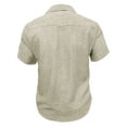 thumbnail image 6 of purcolt Mens Short Sleeve Cargo Top Casual Vintage Button Up Shirts Summer Loose Fit Work Shirts with 2 Pockets, Beige, S, 6 of 7