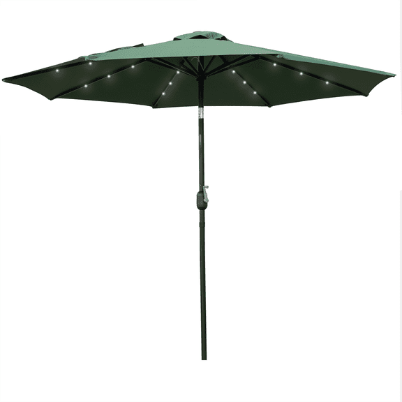 LeisureMod Sierra 9 ft Outdoor Tilt Market Patio Umbrella With Solar Powerd LED Lights