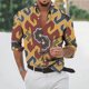 thumbnail image 4 of Camisas Para Hombre Manga Larga Negra Hombres Casual Azik Print 3D Impresión digital Ligero Transpirable Manga larga Turn Down Solapa Camisa formal (Yellow, 3XL), 4 of 5