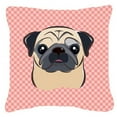thumbnail image 3 of Carolines Treasures BB1200PW1818 Checkerboard Blue Fawn Pug Fabric Decorative Pillow- 18 x 18 In., 3 of 3