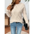thumbnail image 5 of Eytino Women's Sweaters Cable Knit Sweater Fall Winter Casual Long Sleeve Crewneck Lightweight Pullover Sweater Tops Beige M, 5 of 11