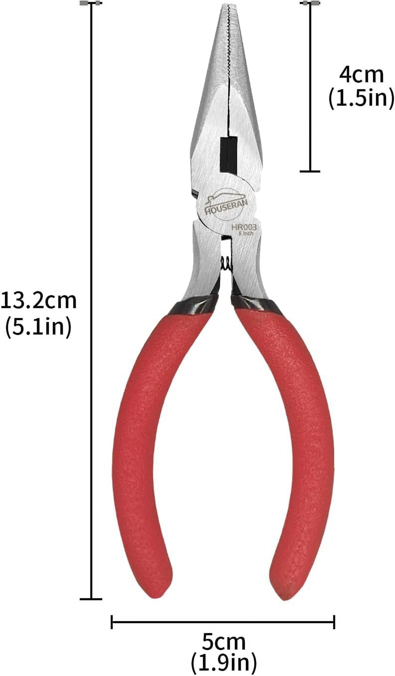 Needle Nose , 5 Inch, 5 Pack, Long Nose with Side Cutter, Spring Loaded for Cutting and Bending Wire