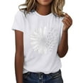 thumbnail image 2 of Busydd Women's Tops Cotton Short Sleeve Summer Tops for Women Trendy Sunflower Print Round Neck T Shirts for Women Casual Comfy Versatile Graphic Tees 2XL, 2 of 5