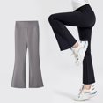 thumbnail image 3 of PINQI Girls Flare Leggings Bell Bottom Pants Summer Children's Wide Leg Leggings High Waisted Large Teen Girls Bell Bottoms(Grey-3,3-4 Years), 3 of 3